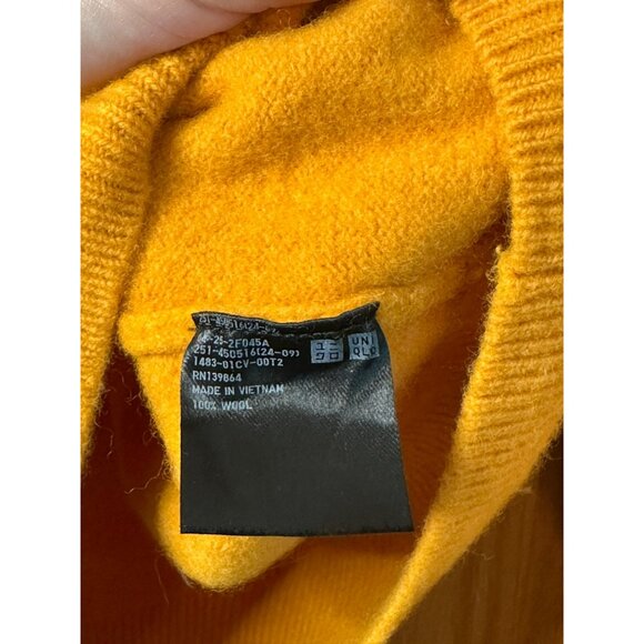 Uniqlo Girls XS Ribbed Knit Wool Sweater - Mustard Yellow Mock Neck - Picture 5 of 7